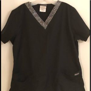 Butter Soft Rhinestone Scrub Top